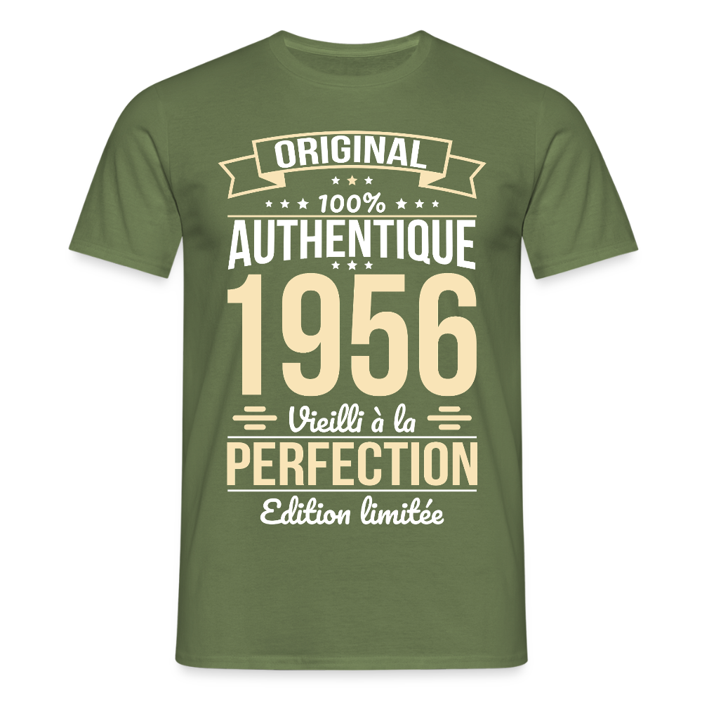 T-shirt anniversaire homme 70 ans – Original 1956 - vert militaire