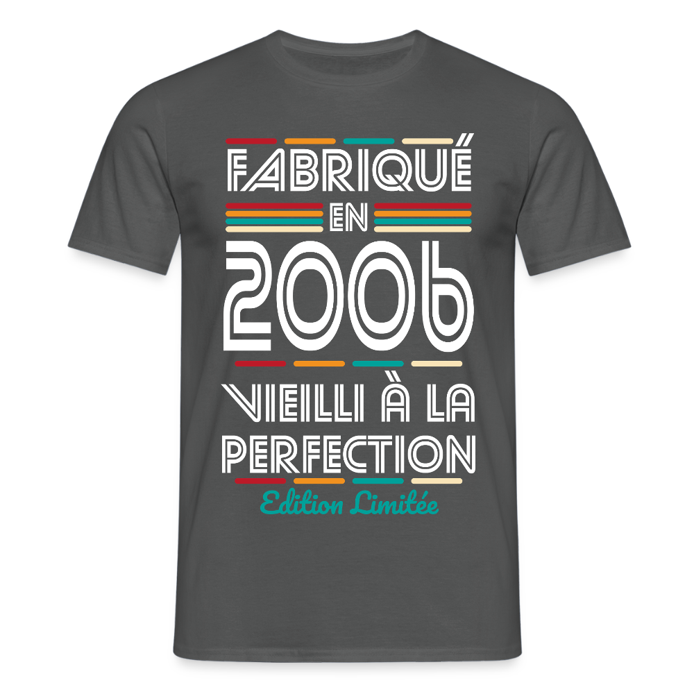T-shirt anniversaire homme 20 ans – Fabriqué en 2006, Vieilli à la Perfection - charbon