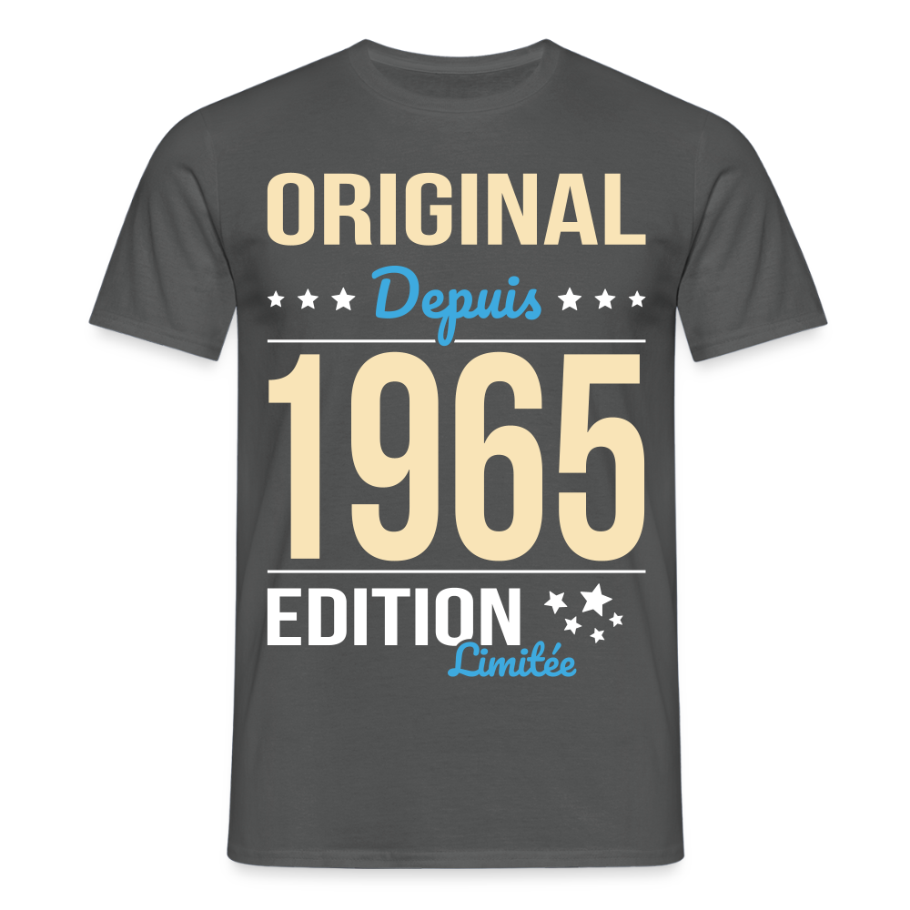 T-shirt Homme - Anniversaire 60 Ans - Original depuis 1965 - charbon