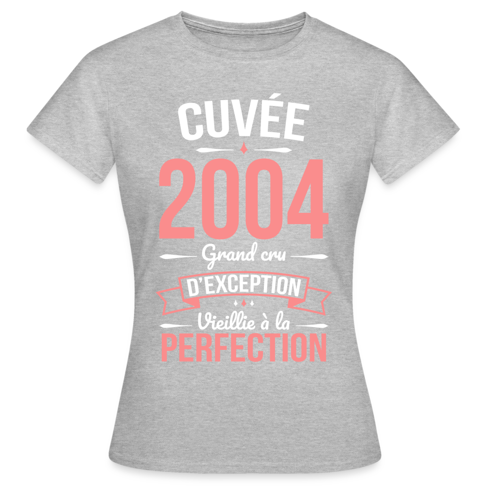 T-shirt Femme - Anniversaire 21 Ans - Cuvée 2004 - gris chiné