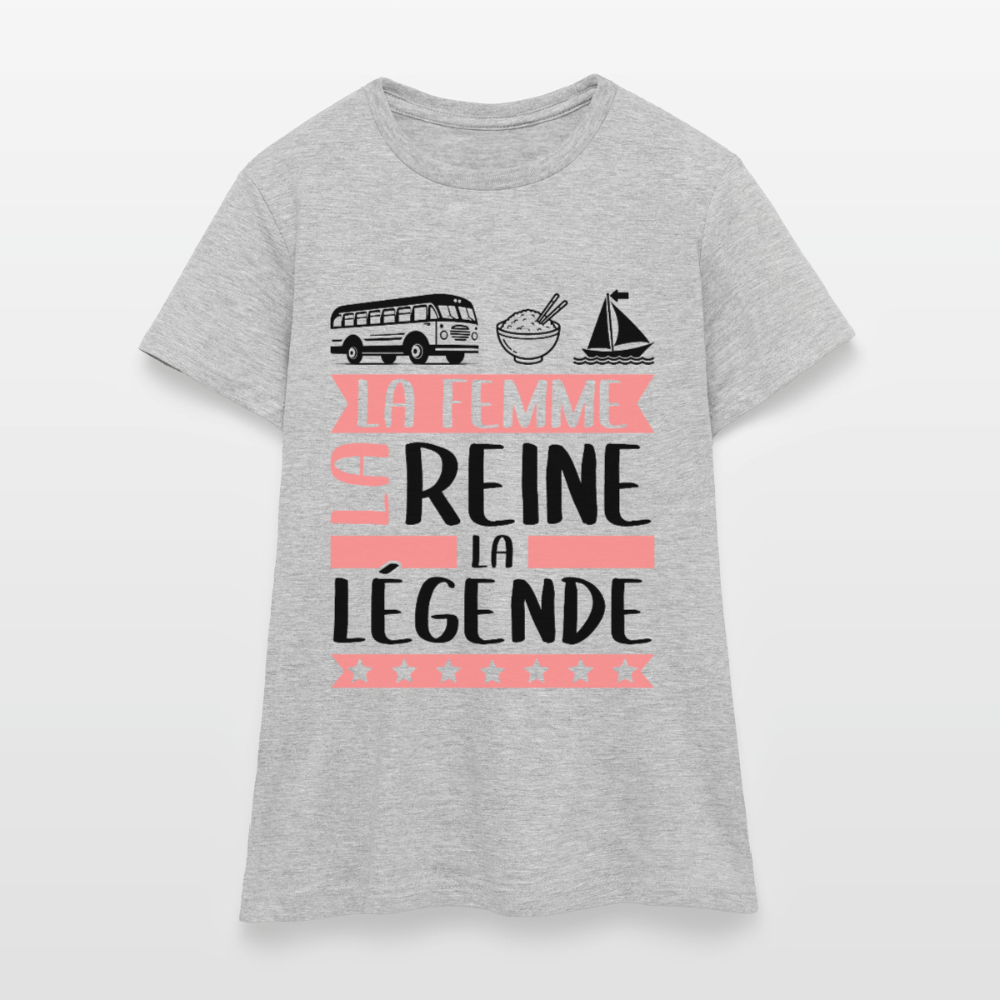 T-shirt femme coloris clair Karima rébus – La femme, la reine, la légende - gris chiné