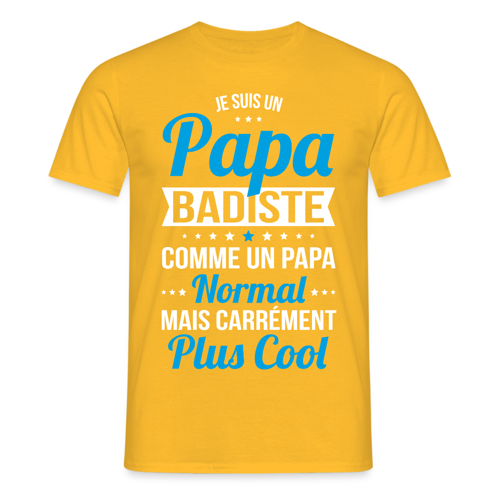 T-shirt Homme - Papa badiste plus cool - jaune