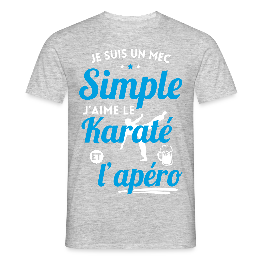 T-shirt Homme - J'aime le karaté et l'apéro - gris chiné
