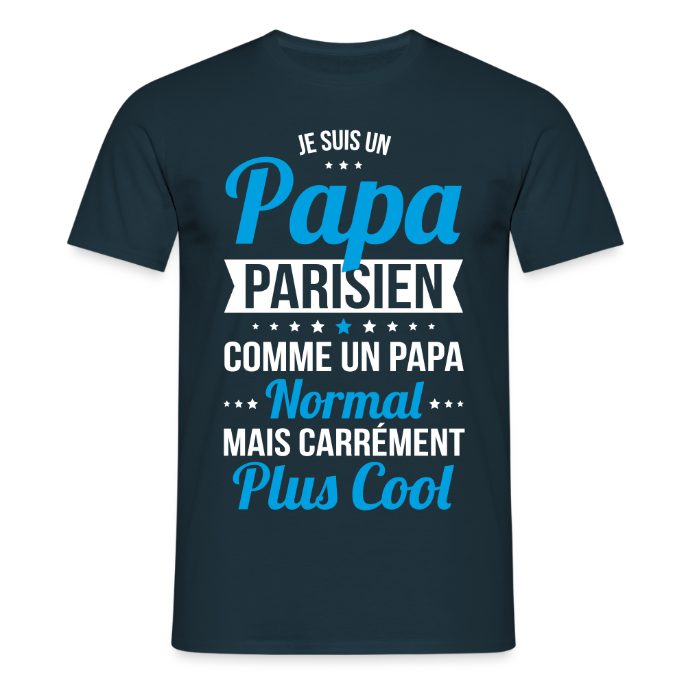 T-shirt Homme - Papa Parisien Plus Cool - marine