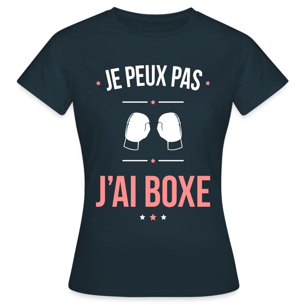 T-shirt Femme - Je peux pas j'ai Boxe - marine
