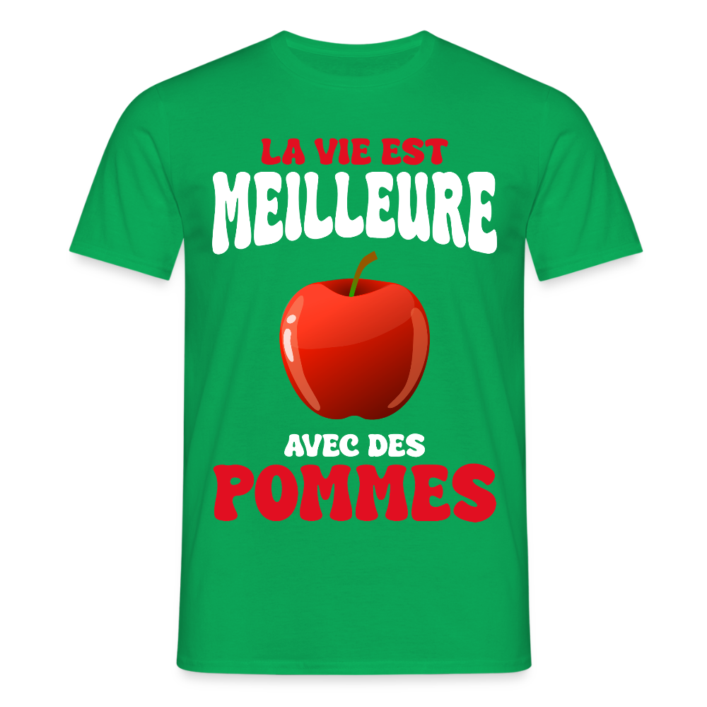 T-shirt Homme - La vie est meilleure avec des pommes - vert