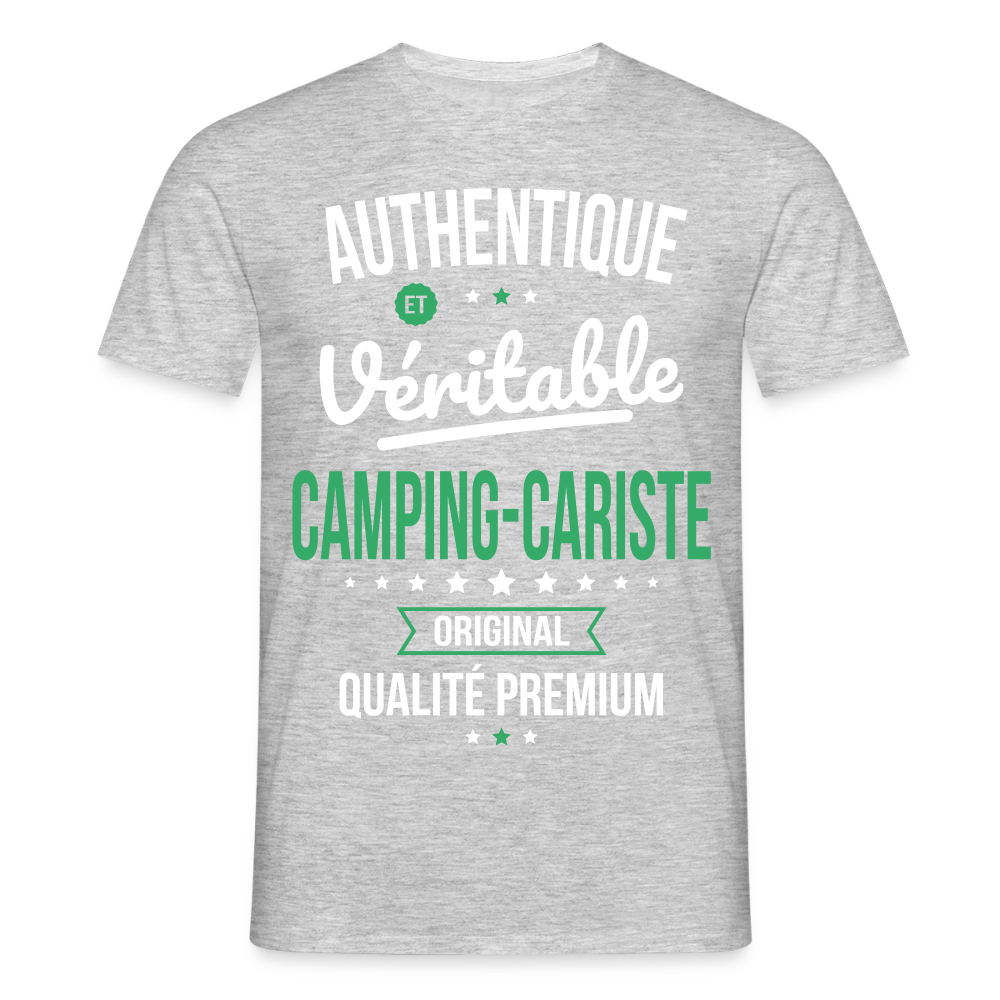 T-shirt Homme - Authentique et véritable Camping-Cariste - gris chiné