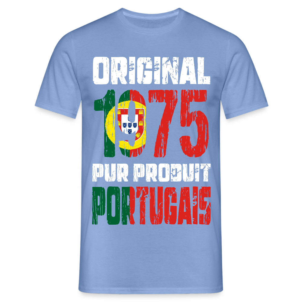 T-shirt Homme - Anniversaire 50 Ans - Original 1975 - Pur produit Portugais - carolina blue