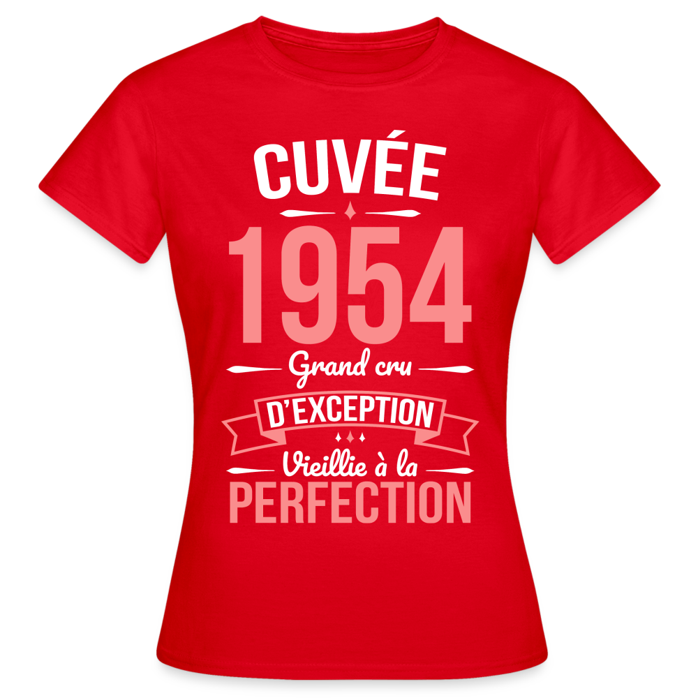 T-shirt Femme - Anniversaire 71 Ans - Cuvée 1954 - rouge