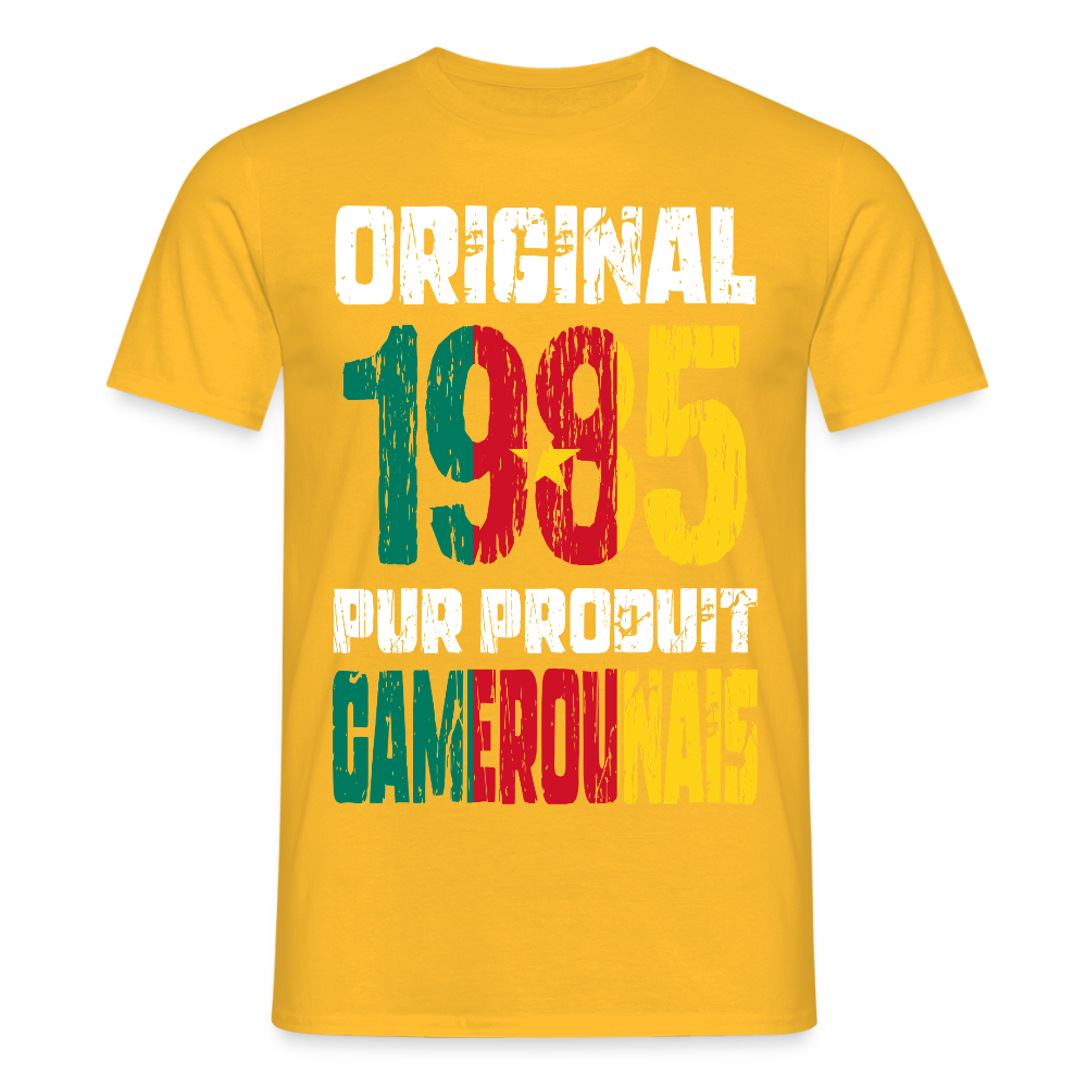 T-shirt Homme - Anniversaire 40 Ans - Original 1985 - Pur produit Camerounais - jaune