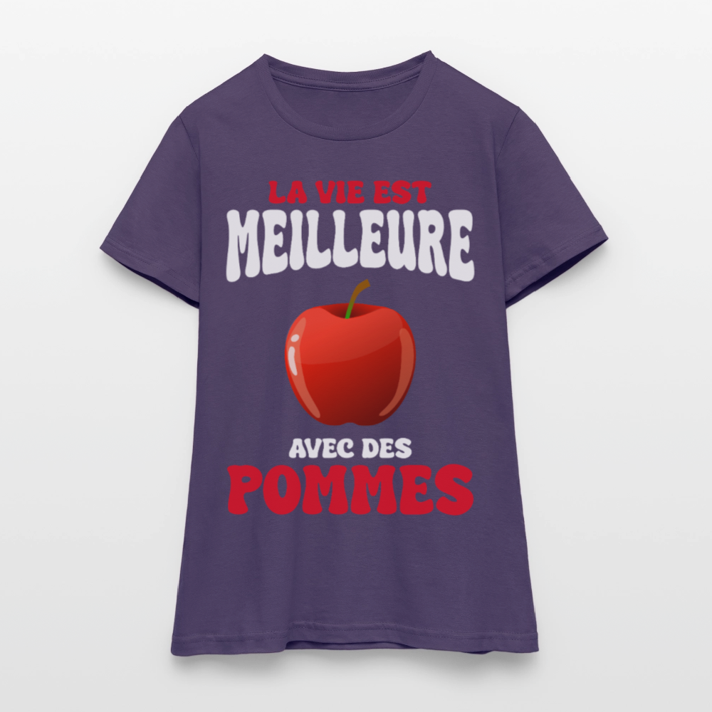 T-shirt Femme - La vie est meilleure avec des pommes - violet foncé