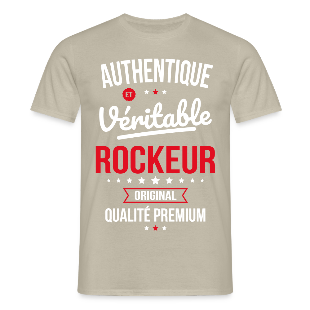 T-shirt Homme - Authentique et véritable Rockeur - beige sable