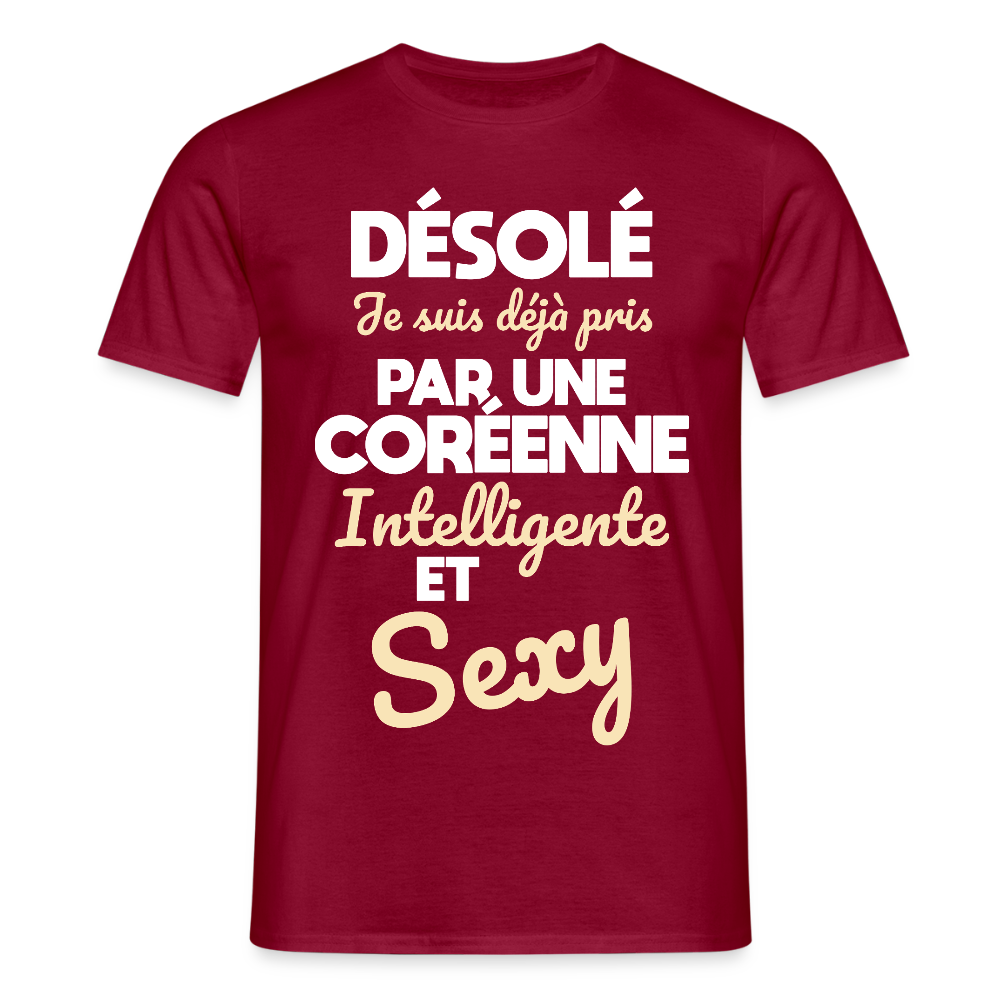 T-shirt Homme - Je suis déjà pris par une Coréenne intelligente et sexy - rouge brique