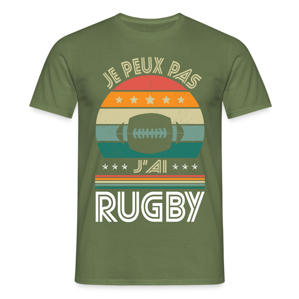 T-shirt Homme - Je peux pas j'ai Rugby - vert militaire