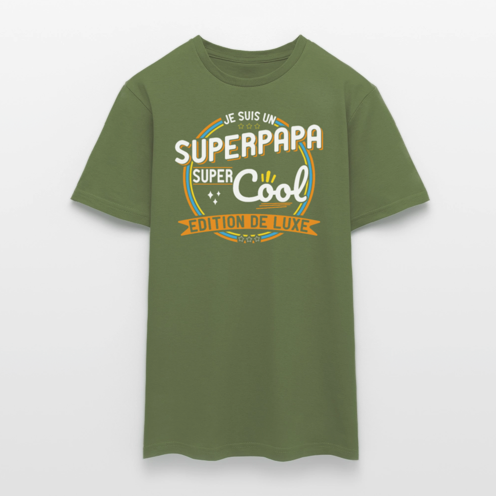 T-shirt Homme - Je suis un Super papa super cool - vert militaire