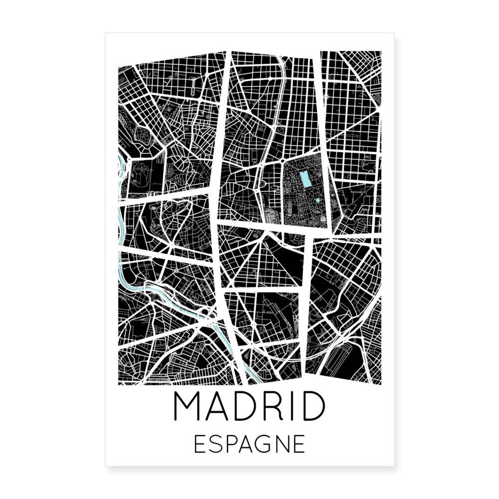 Poster Madrid - Plan Madrid - 40 x 60 cm - blanc