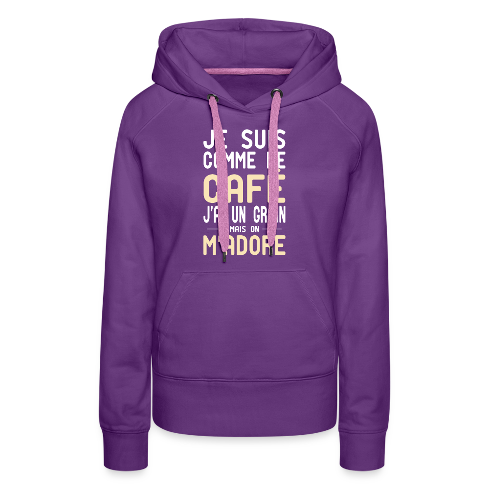 Sweat à capuche Premium Femme - J'ai un grain - violet