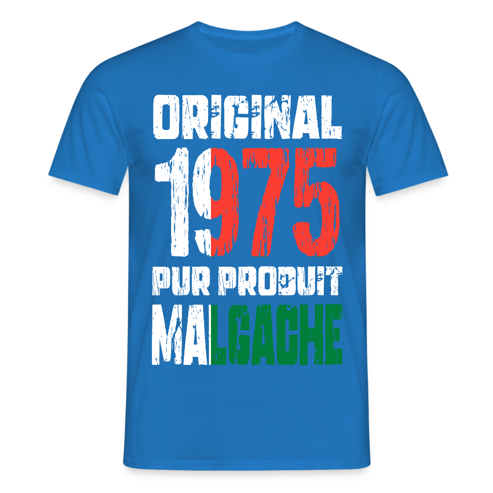 T-shirt Homme - Anniversaire 50 Ans - Original 1975 - Pur produit Malgache - bleu royal
