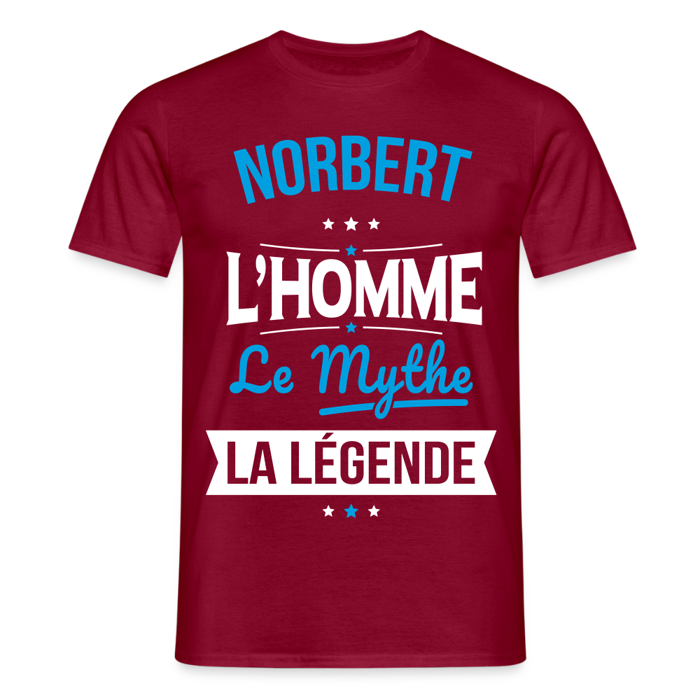 T-shirt Homme - Norbert - l'Homme - le Mythe - la Légende - rouge brique