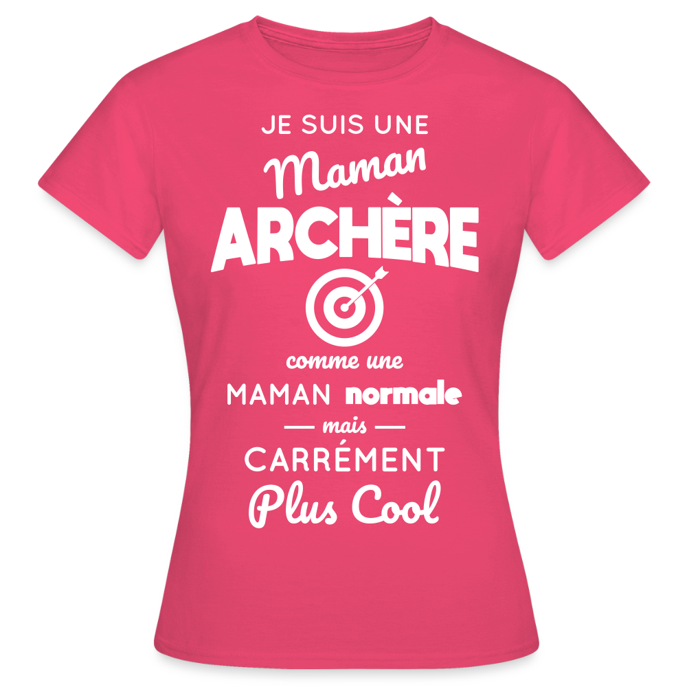 T-shirt Femme - Maman archère plus cool - rose azalée
