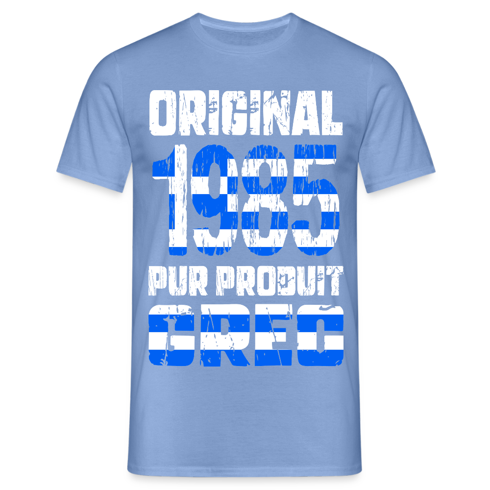 T-shirt Homme - Anniversaire 40 Ans - Original 1985 - Pur produit Grec - carolina blue