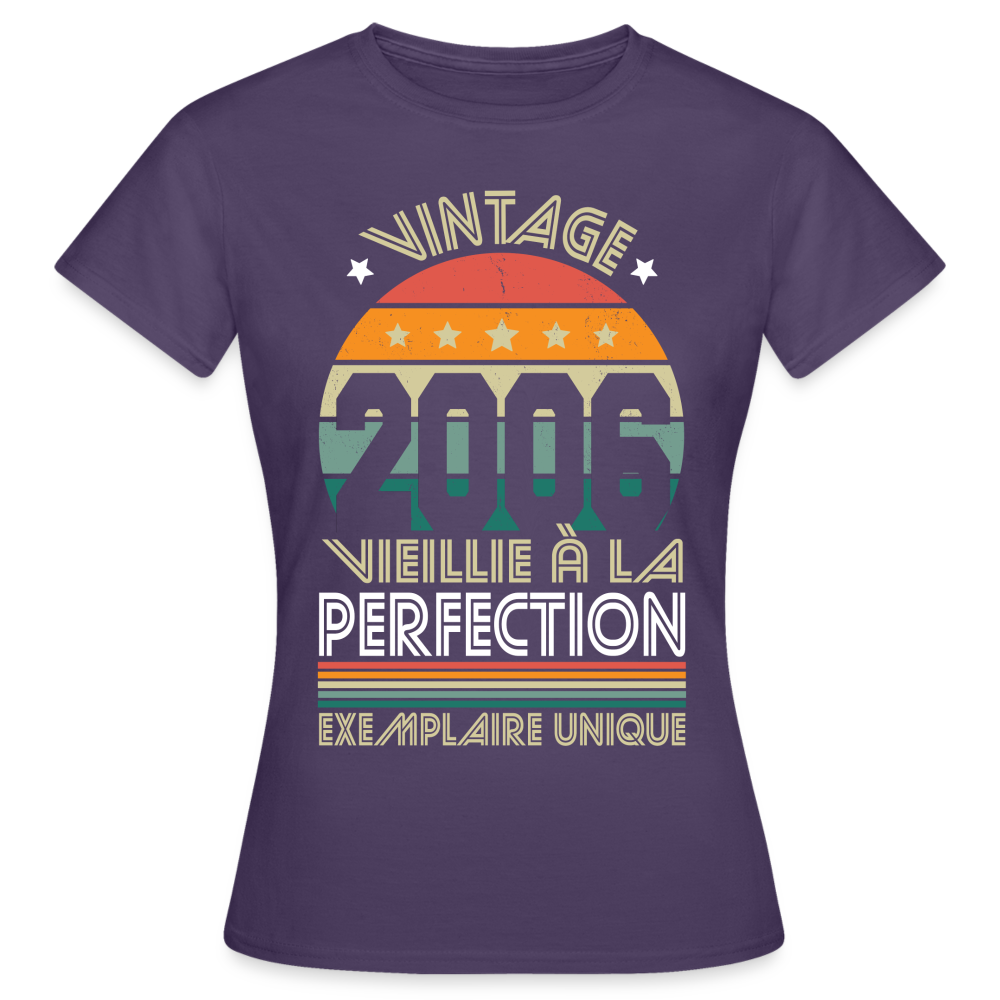 T-shirt Femme - Anniversaire 19 Ans - Vintage 2006 - violet foncé