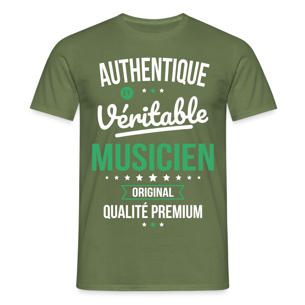 T-shirt Homme - Authentique et véritable Musicien - vert militaire