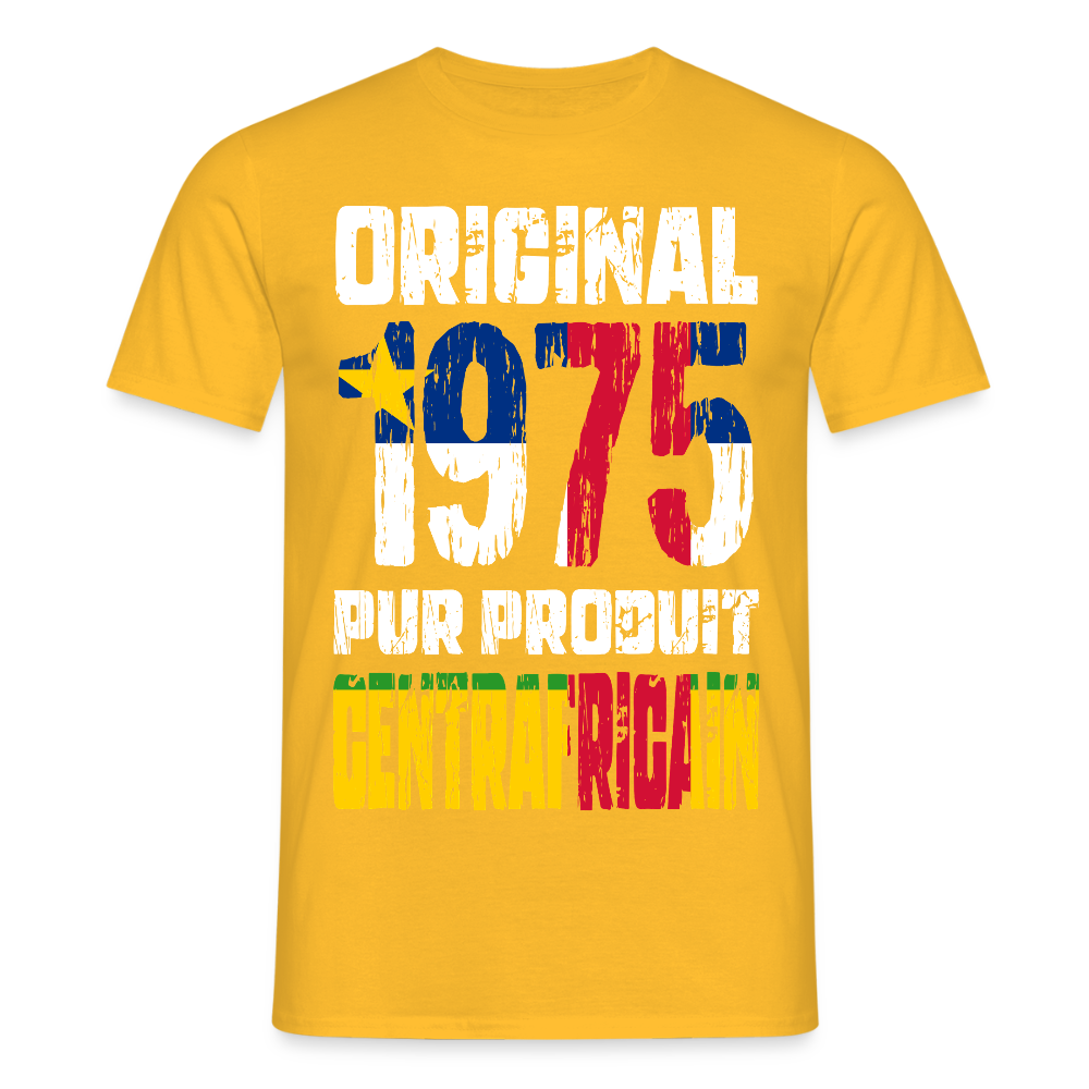 T-shirt Homme - Anniversaire 50 Ans - Original 1975 - Pur produit Centrafricain - jaune