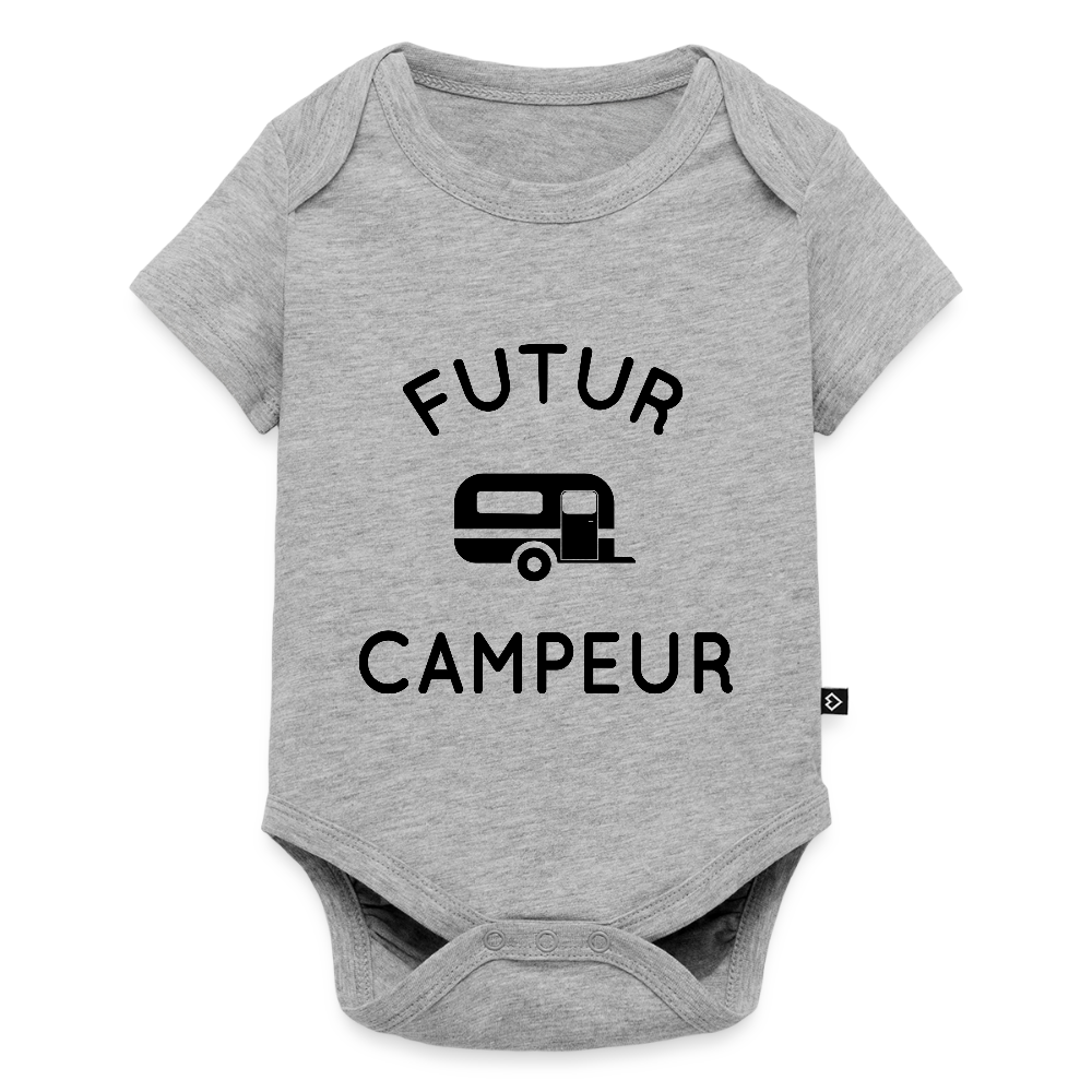 Body Bébé bio manches courtes - Futur campeur - gris chiné