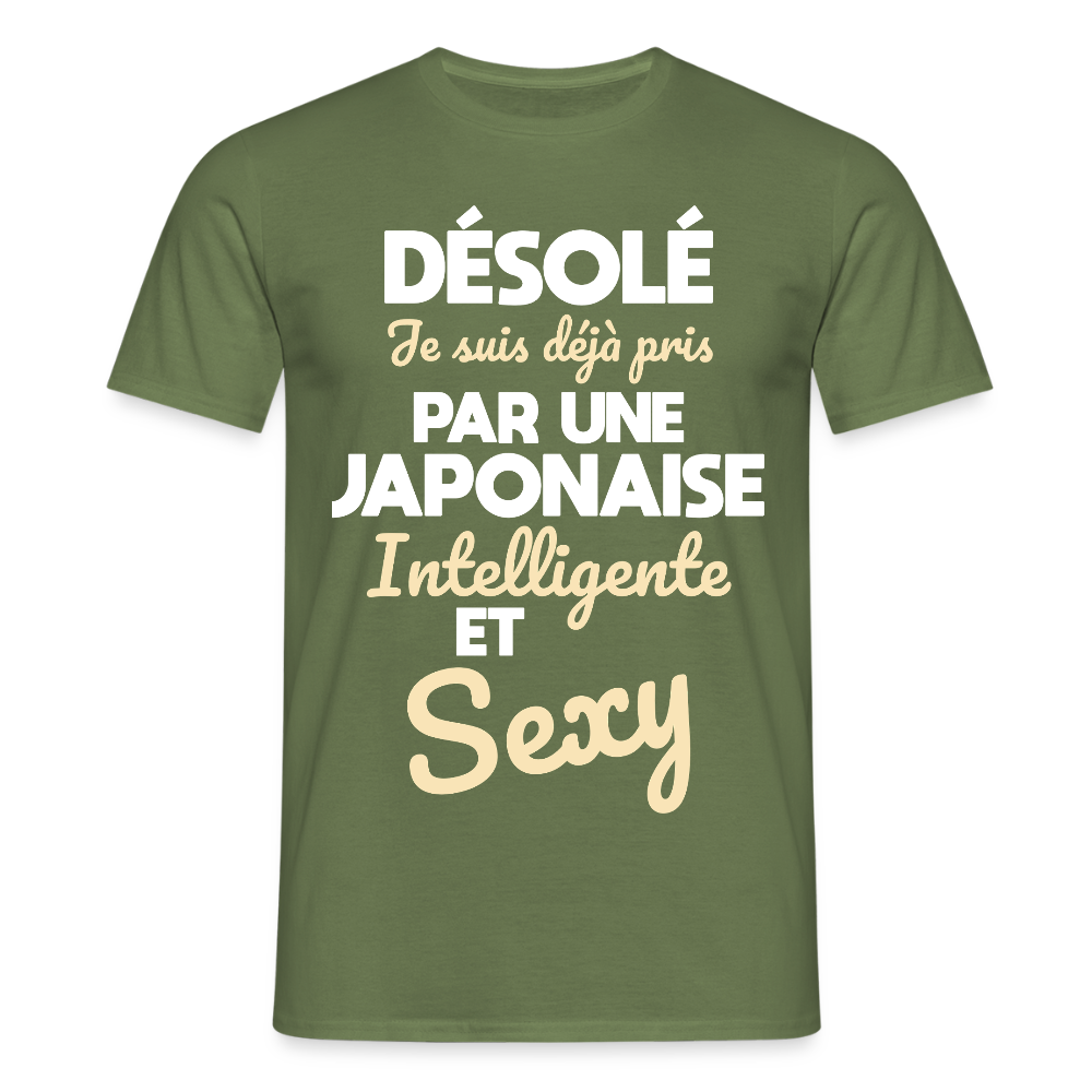 T-shirt Homme - Je suis déjà pris par une Japonaise intelligente et sexy - vert militaire