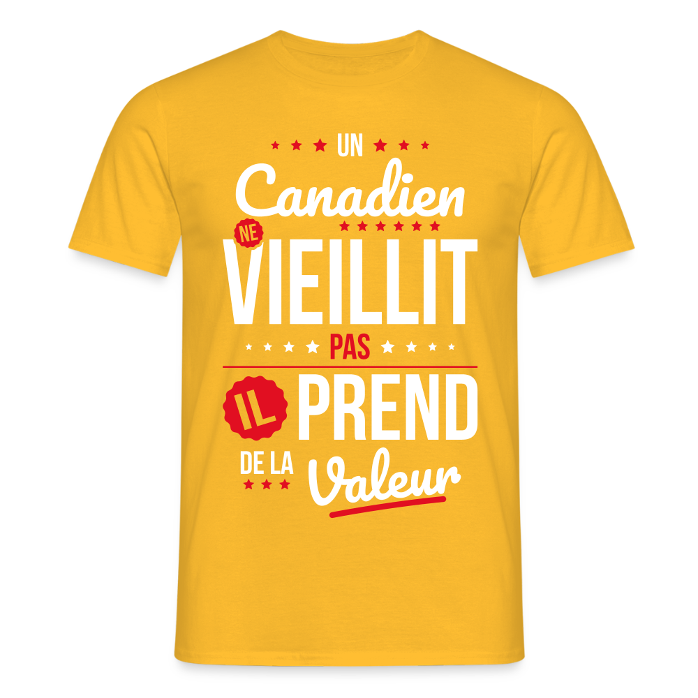 T-shirt Homme - Un Canadien ne vieillit pas - jaune