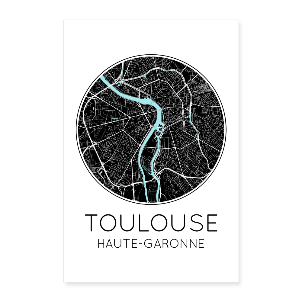 Poster Toulouse - Plan Toulouse - 60 x 90 cm - blanc