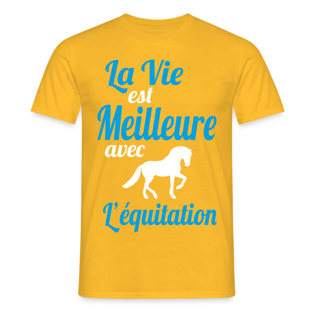 T-shirt Homme - La vie est meilleure avec l'équitation - jaune