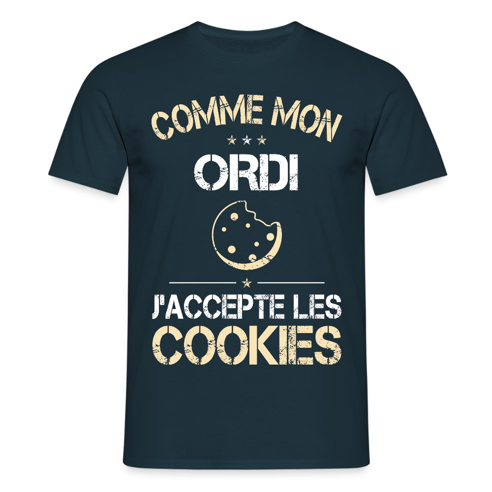 T-shirt Homme - Comme mon ordi j'accepte les cookies - marine