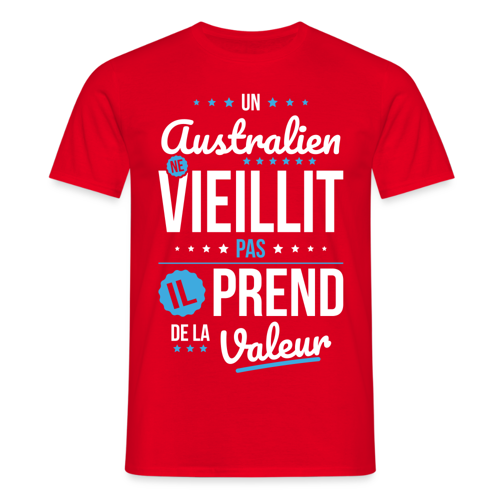 T-shirt Homme - Un Australien ne vieillit pas - rouge