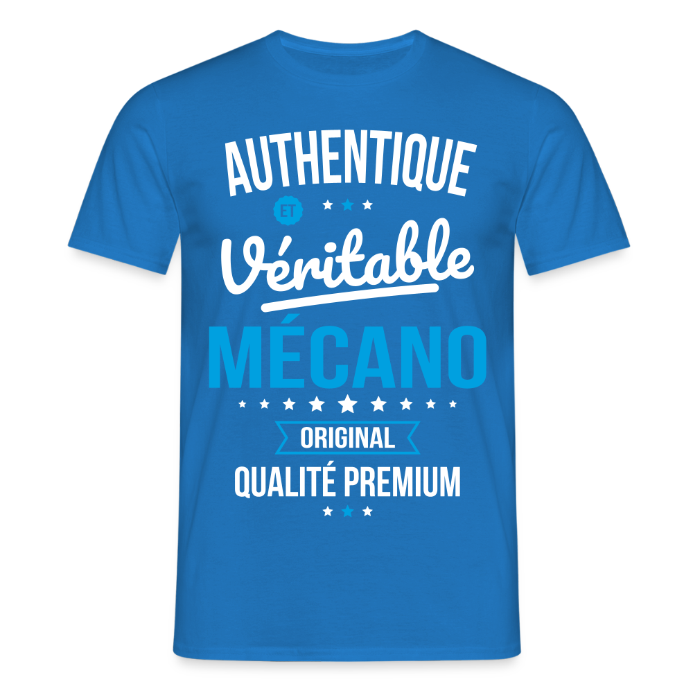 T-shirt Homme - Authentique et véritable Mécano - bleu royal