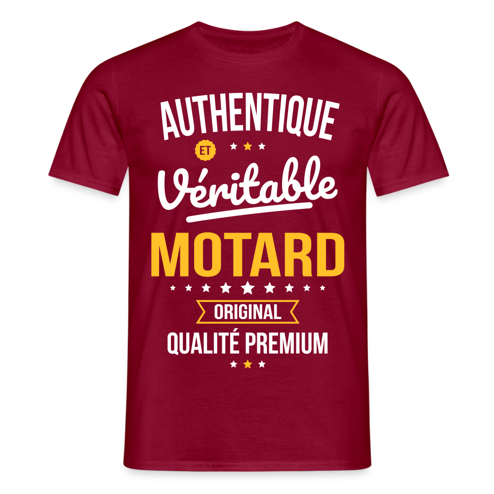 T-shirt Homme - Authentique et véritable Motard - rouge brique