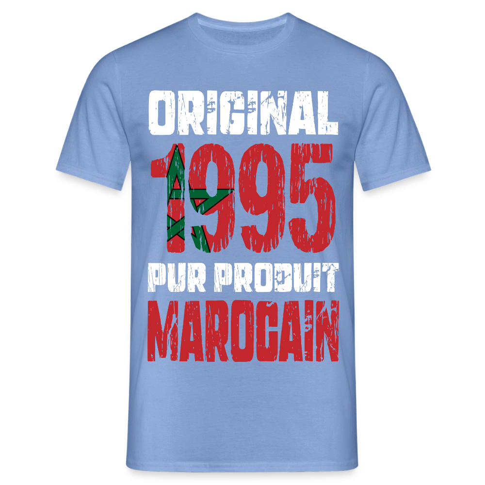 T-shirt Homme - Anniversaire 30 Ans - Original 1995 - Pur produit Marocain - carolina blue
