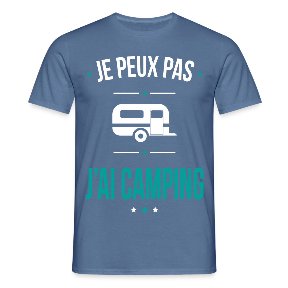 T-shirt Homme - Je peux pas j'ai Camping - bleu pigeon