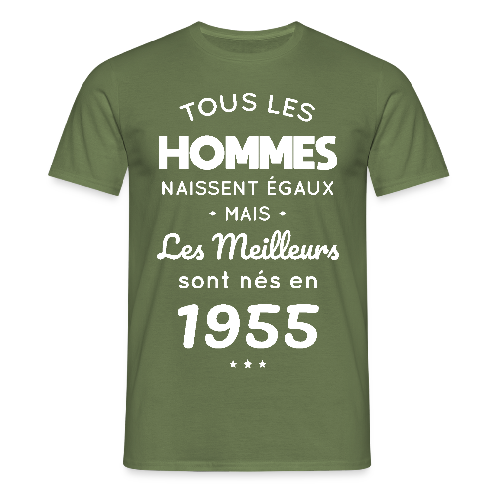T-shirt Homme - Anniversaire 70 Ans - Les meilleurs sont nés en 1955 - vert militaire