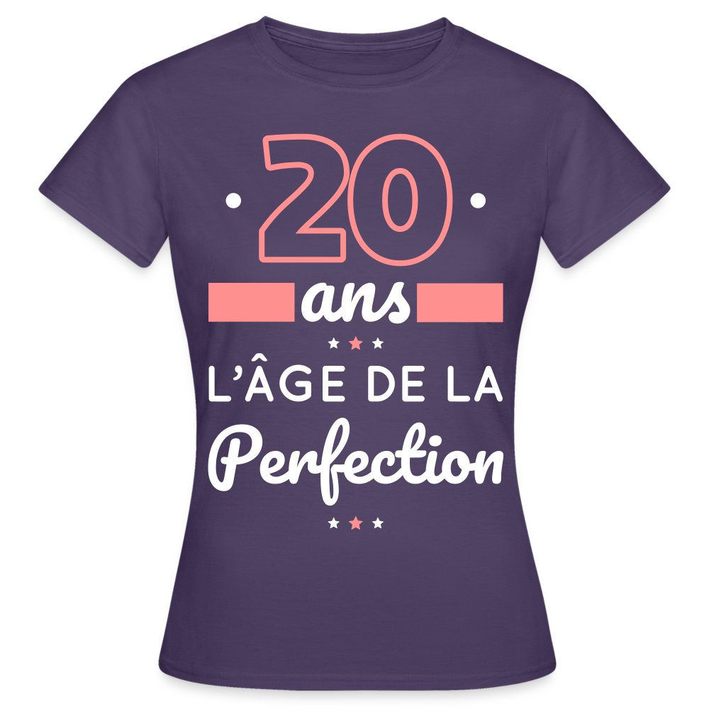 T-shirt Femme - 20 ans l'âge de la perfection - violet foncé