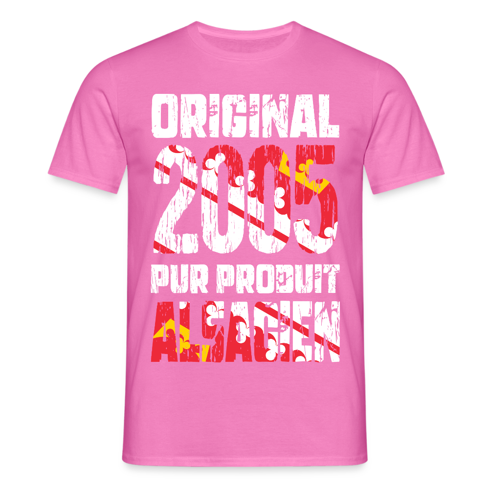 T-shirt Homme - Anniversaire 20 Ans - Original 2005 - Pur produit Alsacien - rose