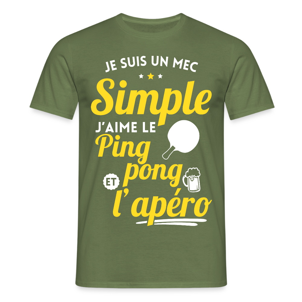 T-shirt Homme - J'aime le ping-pong et l'apéro - vert militaire