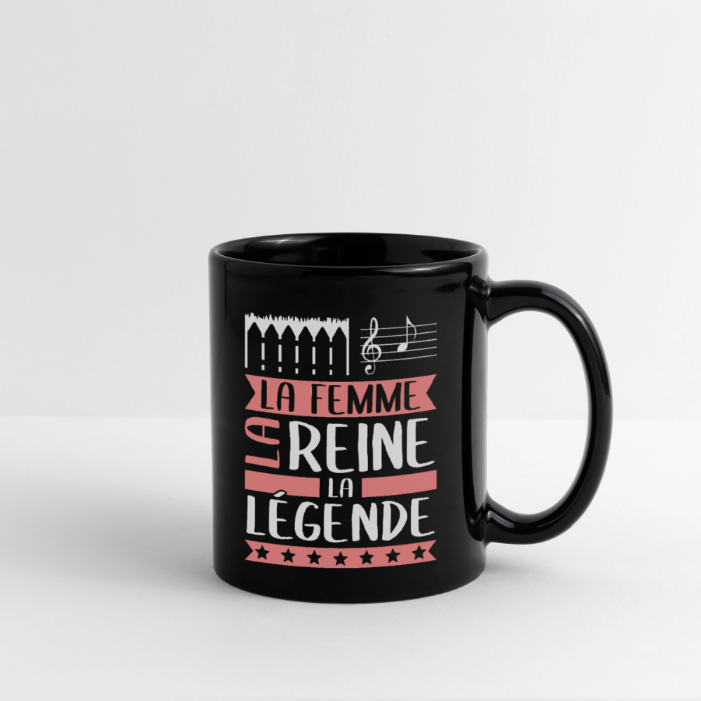 Mug uni Ella rébus – La femme, la reine, la légende - noir