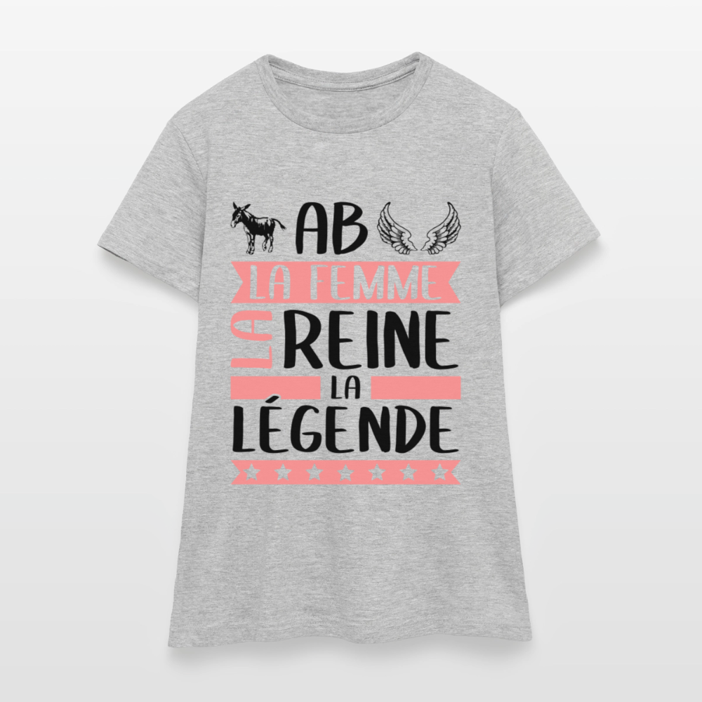T-shirt femme coloris clair Annabelle rébus – La femme, la reine, la légende - gris chiné