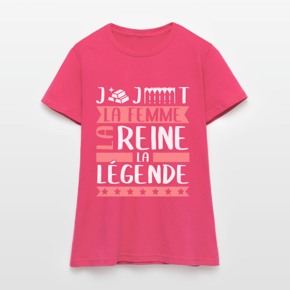 T-shirt femme Georgette rébus – La femme, la reine, la légende - rose azalée