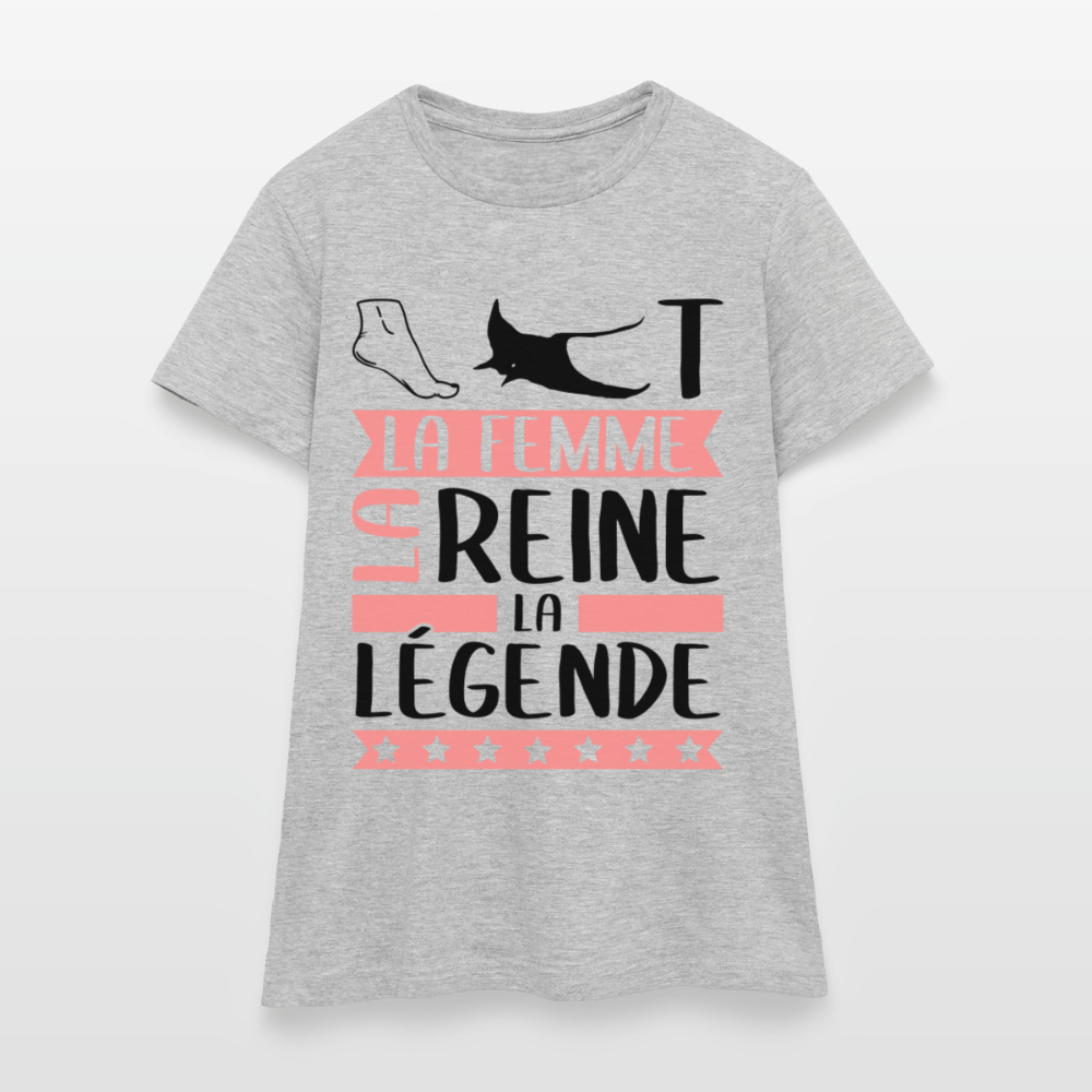 T-shirt femme coloris clair Pierrette rébus – La femme, la reine, la légende - gris chiné