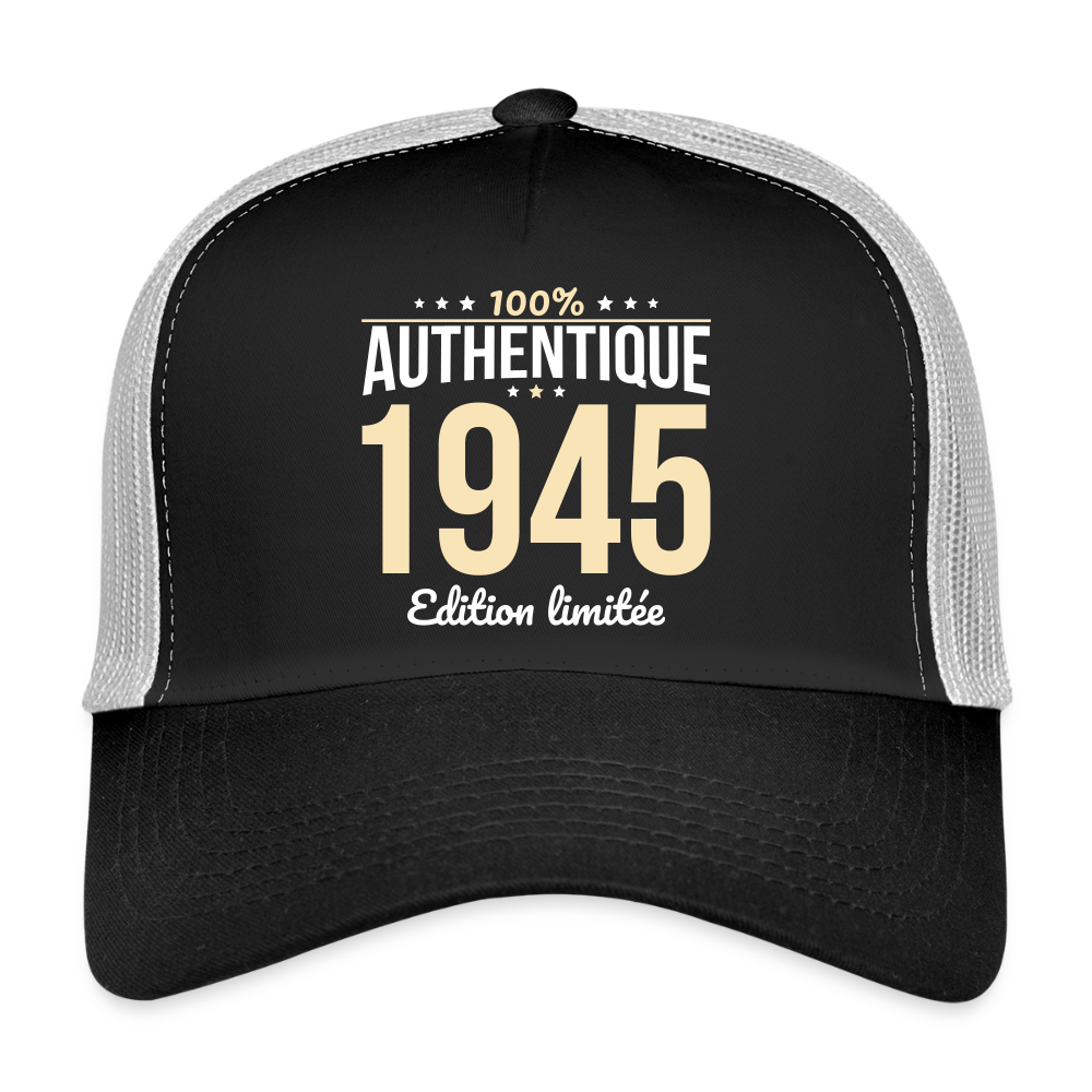 Casquette Trucker - Anniversaire 80 Ans - 100% Authentique 1945 - noir/gris pierre