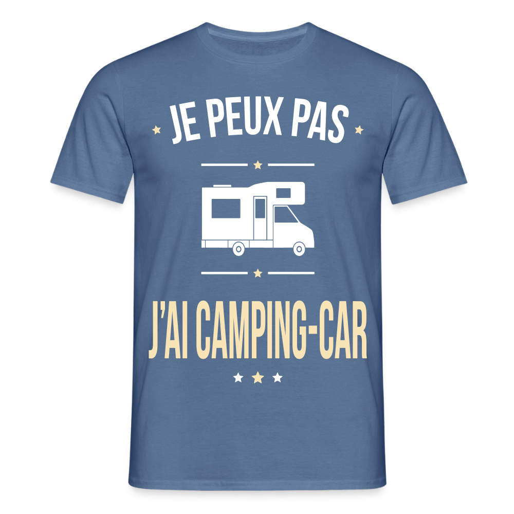T-shirt Homme - Je peux pas j'ai Camping-car - bleu pigeon