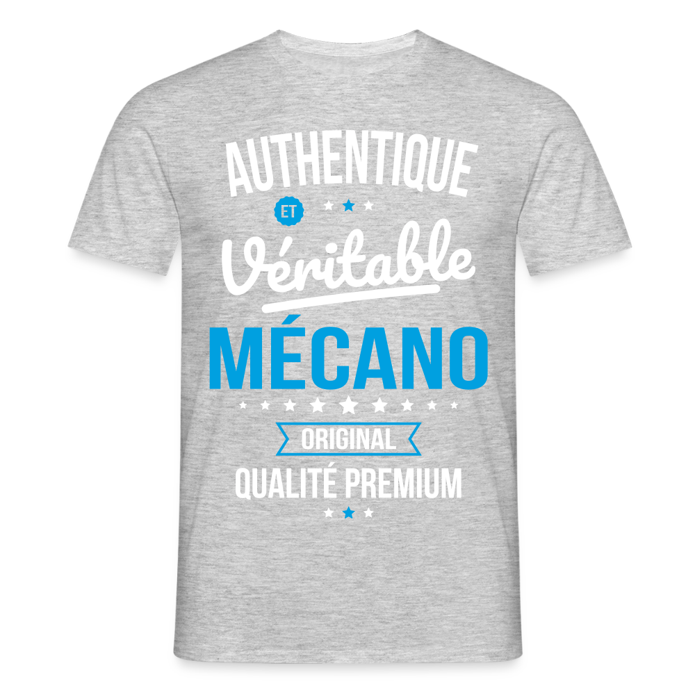 T-shirt Homme - Authentique et véritable Mécano - gris chiné